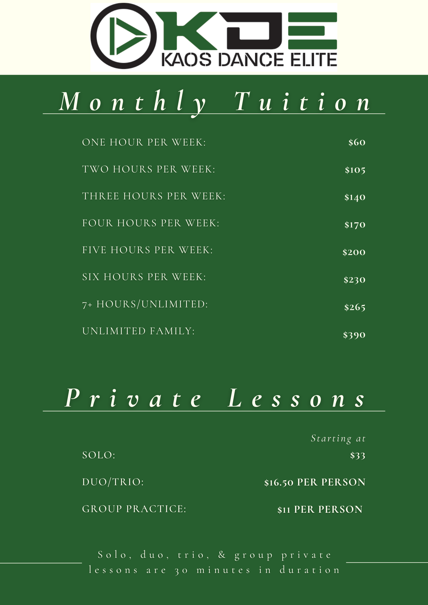 Monthly Tuition
